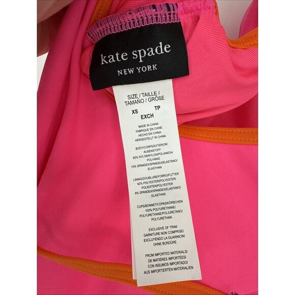 KATE SPADE Size XS Belted One Piece Swimsuit Radiant Pink Orange - Picture 7 of 9